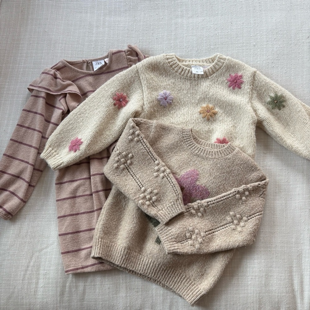 Zara Beige and Pink Kids Sweater Set